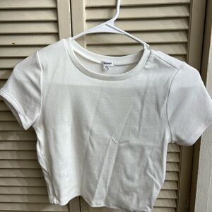 White Ribbed Crop Top